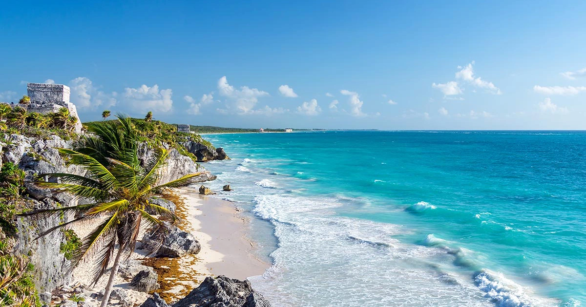 Cancun beach warm day