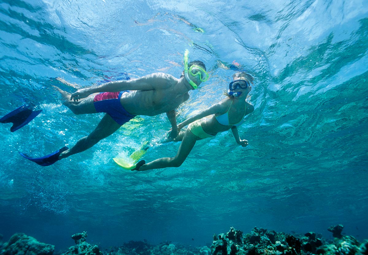 Couple snorkeling 