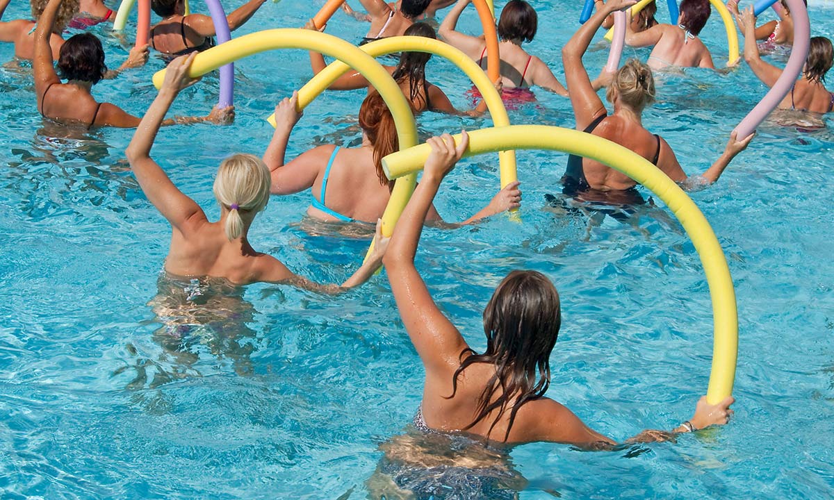 Group of people doing aqua fitness