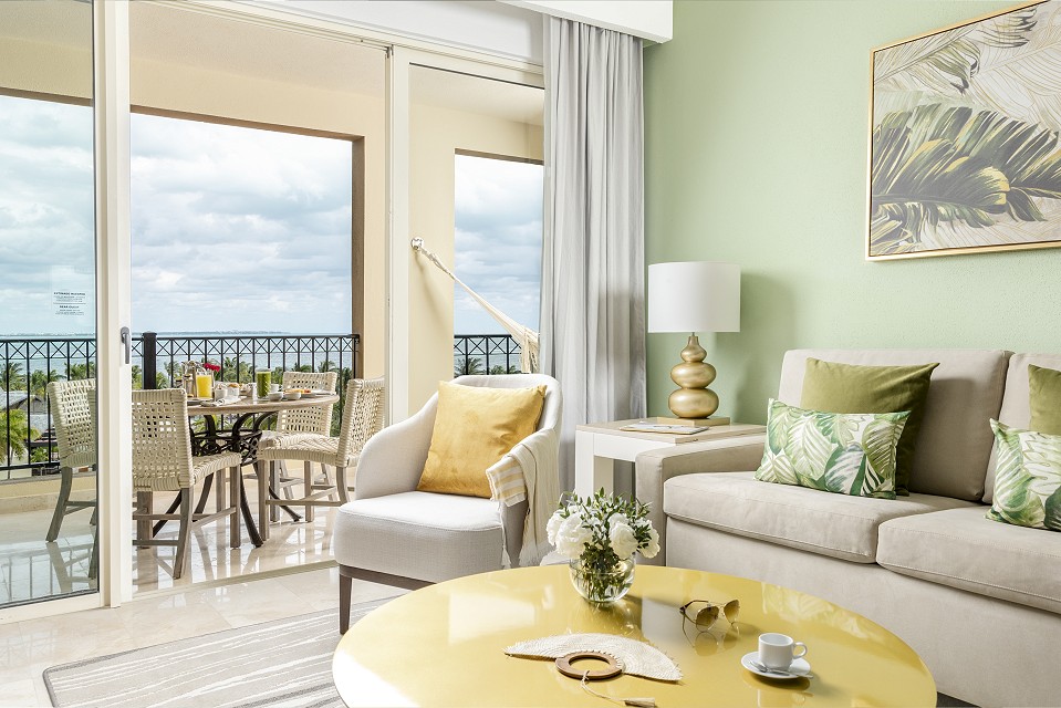 spacious living room and private terrace