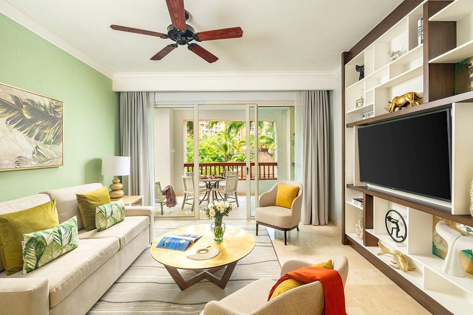 spacious living room and terrace