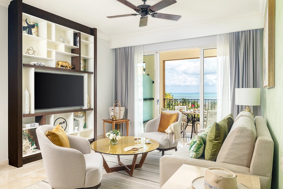 spacious living room and private terrace