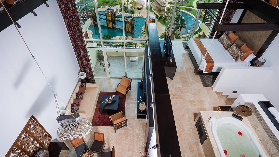 two bedroom loft with double height ceiling